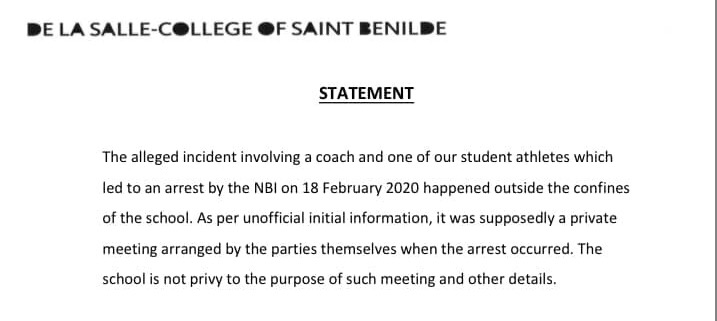 Benilde assures “full compliance with due process of law” in alleged sexual harassment case vs Pep Squad Head Coach